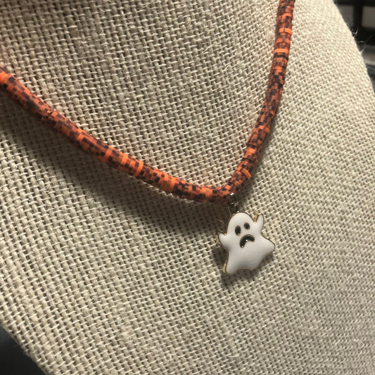 HALLOWEEN Ghostly Girl Beaded Choker, Choker Necklace, Heishi Choker, Halloween Jewelry, SummerStyle Bracelets