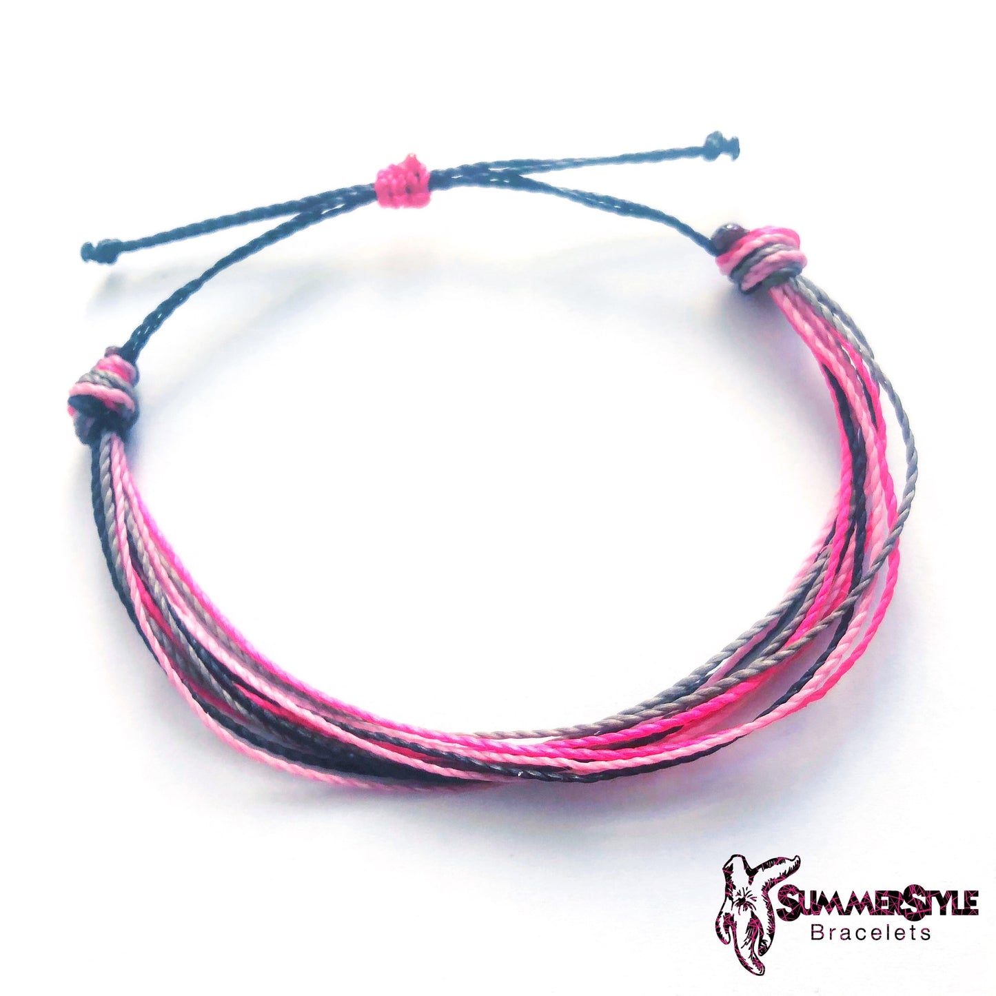 Pink Butterfly Adjustable Waterproof Bracelet Pack, Butterfly Gift, Butterfly Bracelet, Wax Cord Bracelet