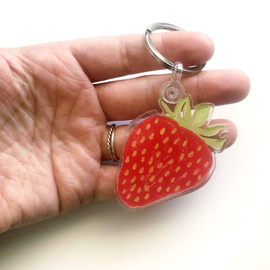Sweet Strawberry Acrylic Keychain, Strawberry Gift, Backpack Keychain, Fruit Keychain, SummerStyle Bracelets