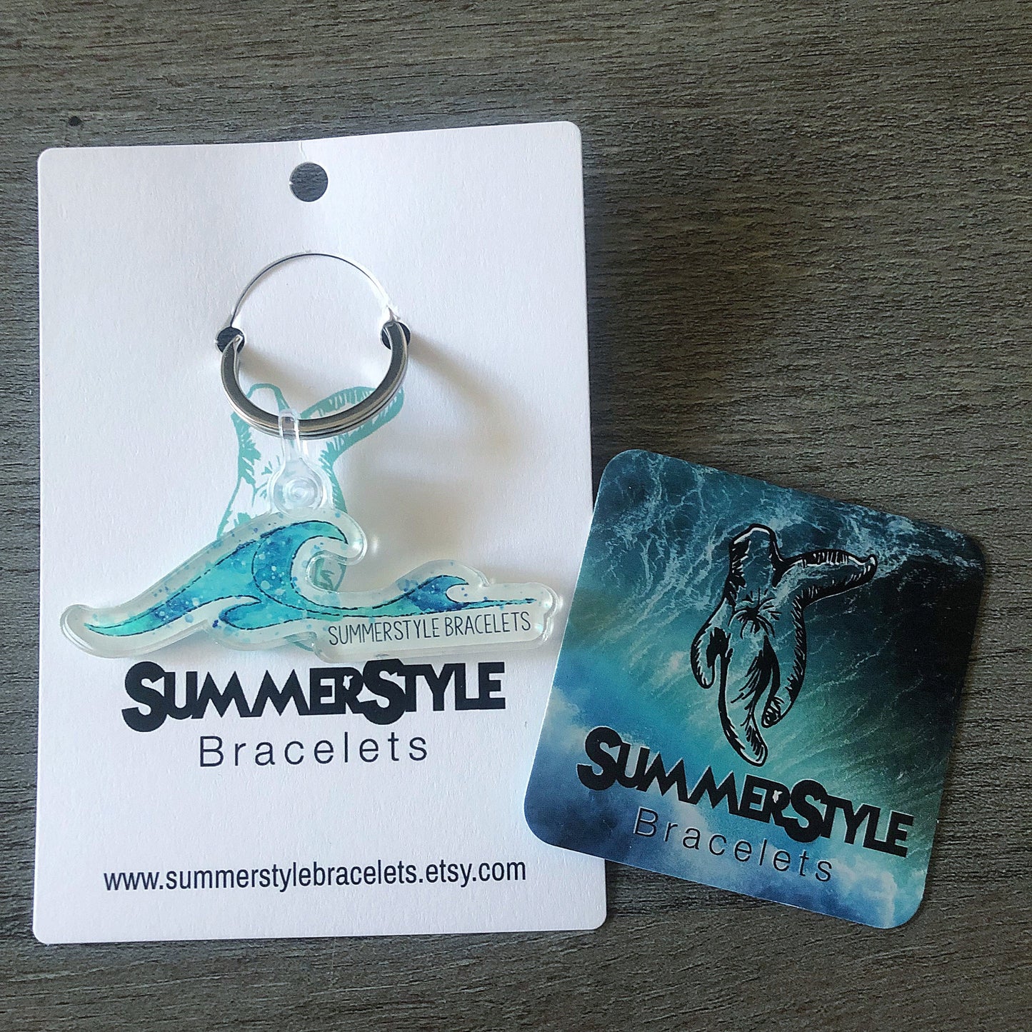 Surf the Waves Acrylic Keychain, Beachy Gift, Backpack Keychain, Ocean Wave Keychain, SummerStyle Bracelets