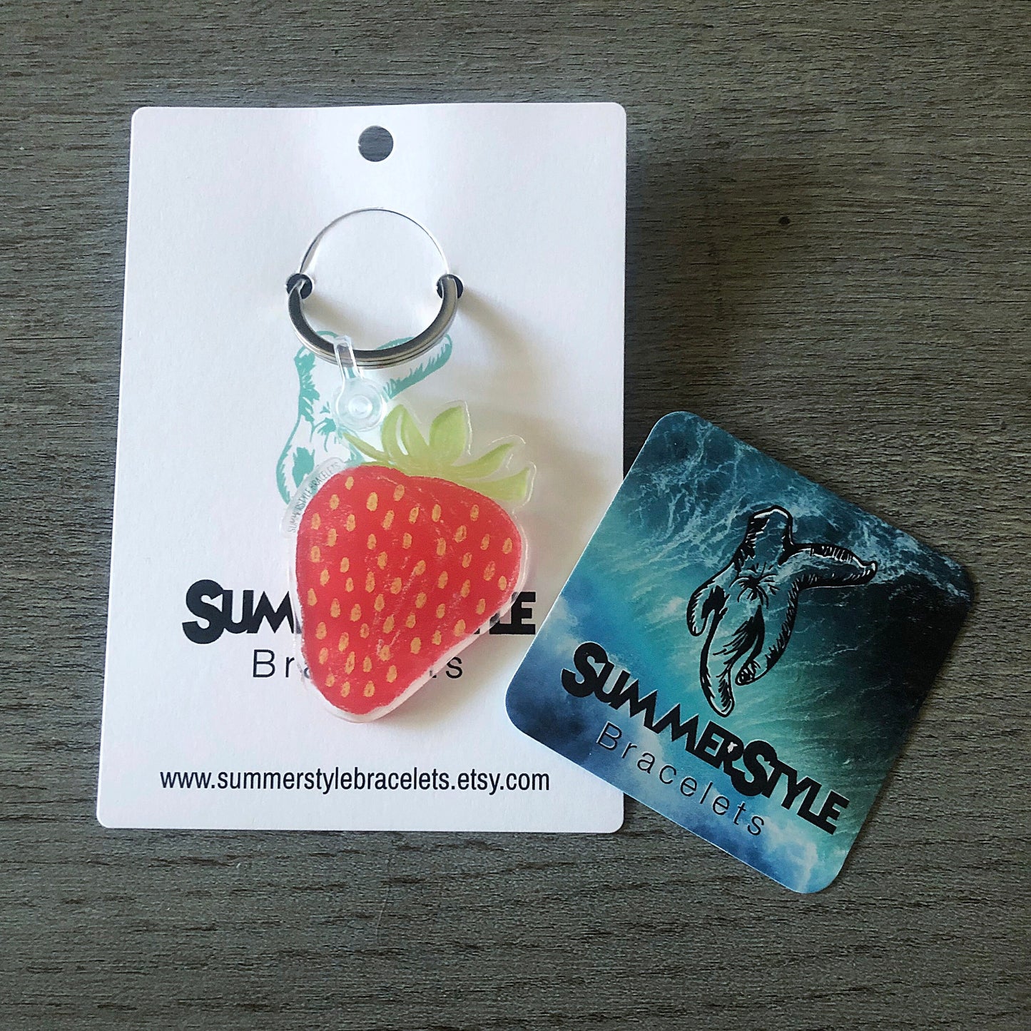 Sweet Strawberry Acrylic Keychain, Strawberry Gift, Backpack Keychain, Fruit Keychain, SummerStyle Bracelets