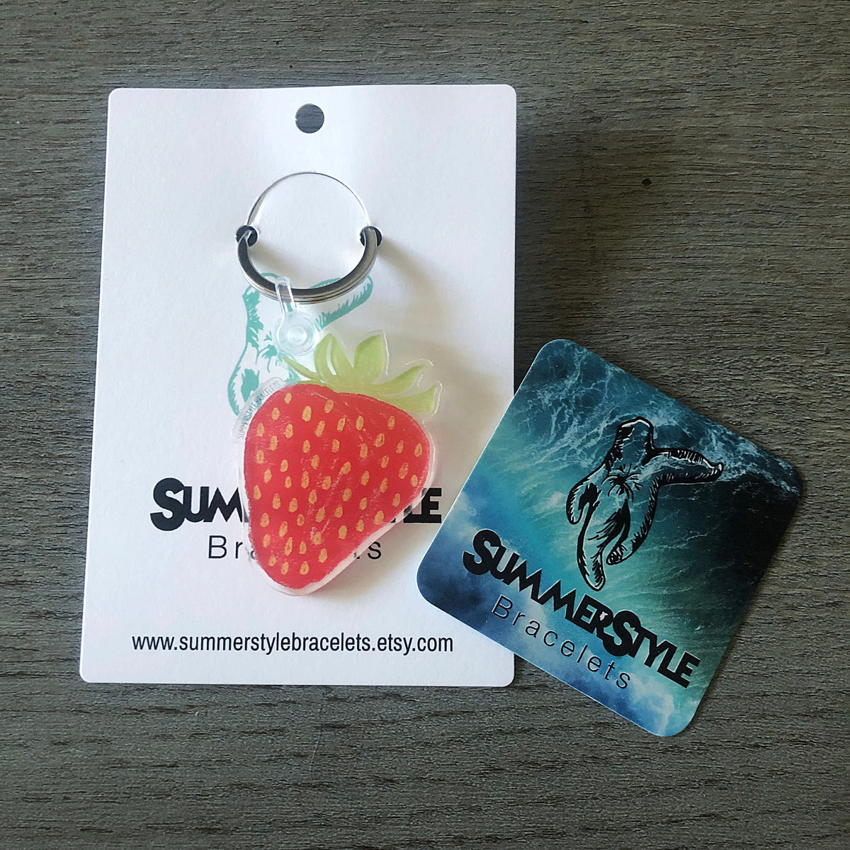 Sweet Strawberry Acrylic Keychain, Strawberry Gift, Backpack Keychain, Fruit Keychain, SummerStyle Bracelets