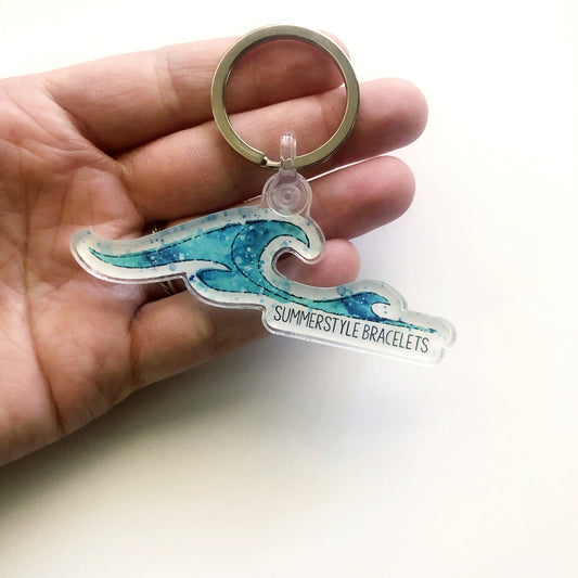 Surf the Waves Acrylic Keychain, Beachy Gift, Backpack Keychain, Ocean Wave Keychain, SummerStyle Bracelets