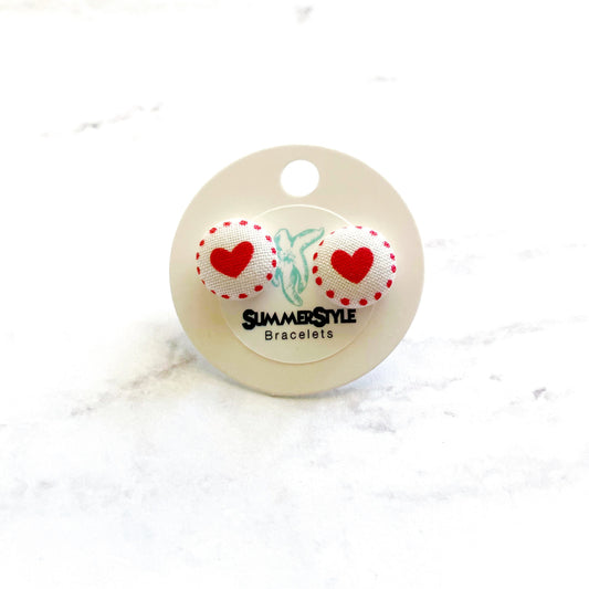 VALENTINE Polka Dot Heart Mini Fabric Stud Earrings, Valentine Earrings, Valentine Jewelry, SummerStyle Bracelets