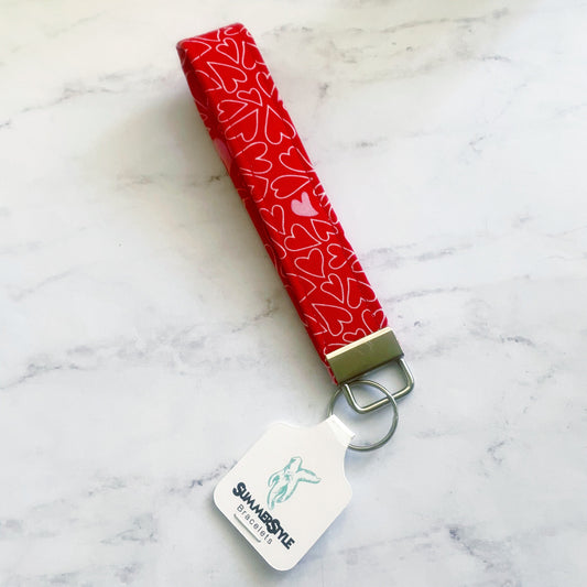 VALENTINE Red Big Heart Key Fob Wristlet, Wristlet Lanyard, Keychain Wristlet, Handmade Lanyard, SummerStyle Bracelets