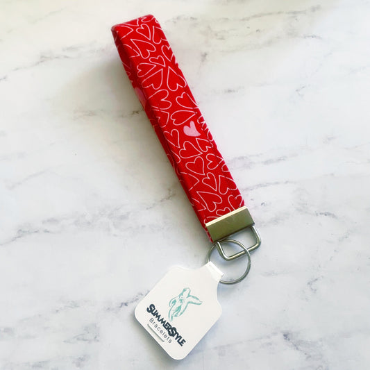VALENTINE Red Big Heart Key Fob Wristlet, Wristlet Lanyard, Keychain Wristlet, Handmade Lanyard, SummerStyle Bracelets