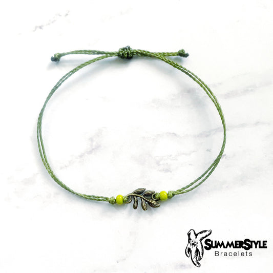 Mini Branch Custom Adjustable Waterproof Bracelet, Branch Bracelet, Plant Lover Gift, Wax Cord Bracelet, SummerStyle Bracelets