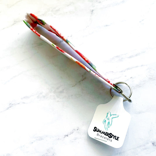 Sweet Strawberry Key Fob Wristlet, 6.5in Wristlet Lanyard, Keychain Wristlet, Handmade Lanyard, SummerStyle Bracelets