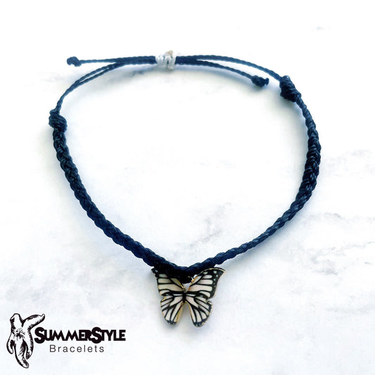 Black & White Butterfly Adjustable Waterproof Bracelet Pack, Butterfly Gift, Butterfly Bracelet, SummerStyle Bracelets