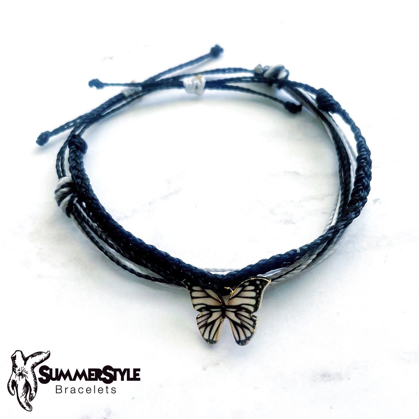 Black & White Butterfly Adjustable Waterproof Bracelet Pack, Butterfly Gift, Butterfly Bracelet, SummerStyle Bracelets