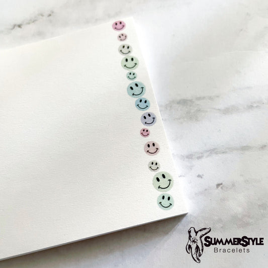Mini Pastel Rainbow Happy Face Notepad, Sticky Notes, Office Stationery, SummerStyle Bracelets