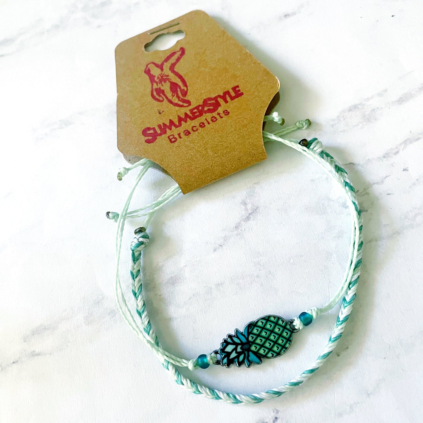 Mint Pineapple Adjustable Waterproof Bracelet Pack, Pineapple Bracelet, Pineapple Jewelry, SummerStyle Bracelets