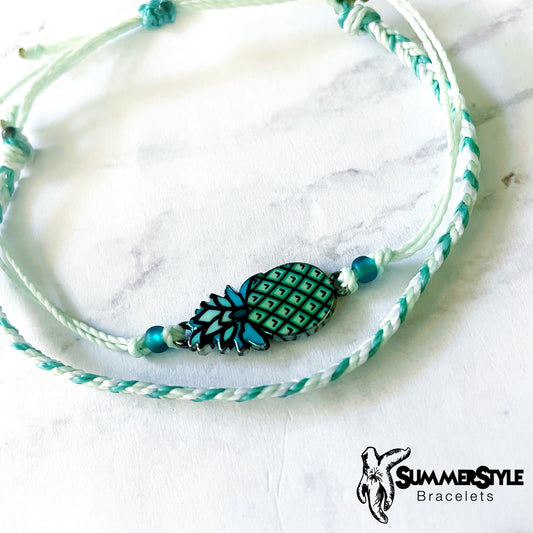 Mint Pineapple Adjustable Waterproof Bracelet Pack, Pineapple Bracelet, Pineapple Jewelry, SummerStyle Bracelets