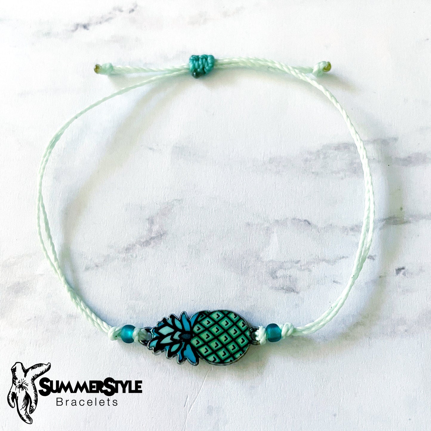 Mint Pineapple Adjustable Waterproof Bracelet Pack, Pineapple Bracelet, Pineapple Jewelry, SummerStyle Bracelets