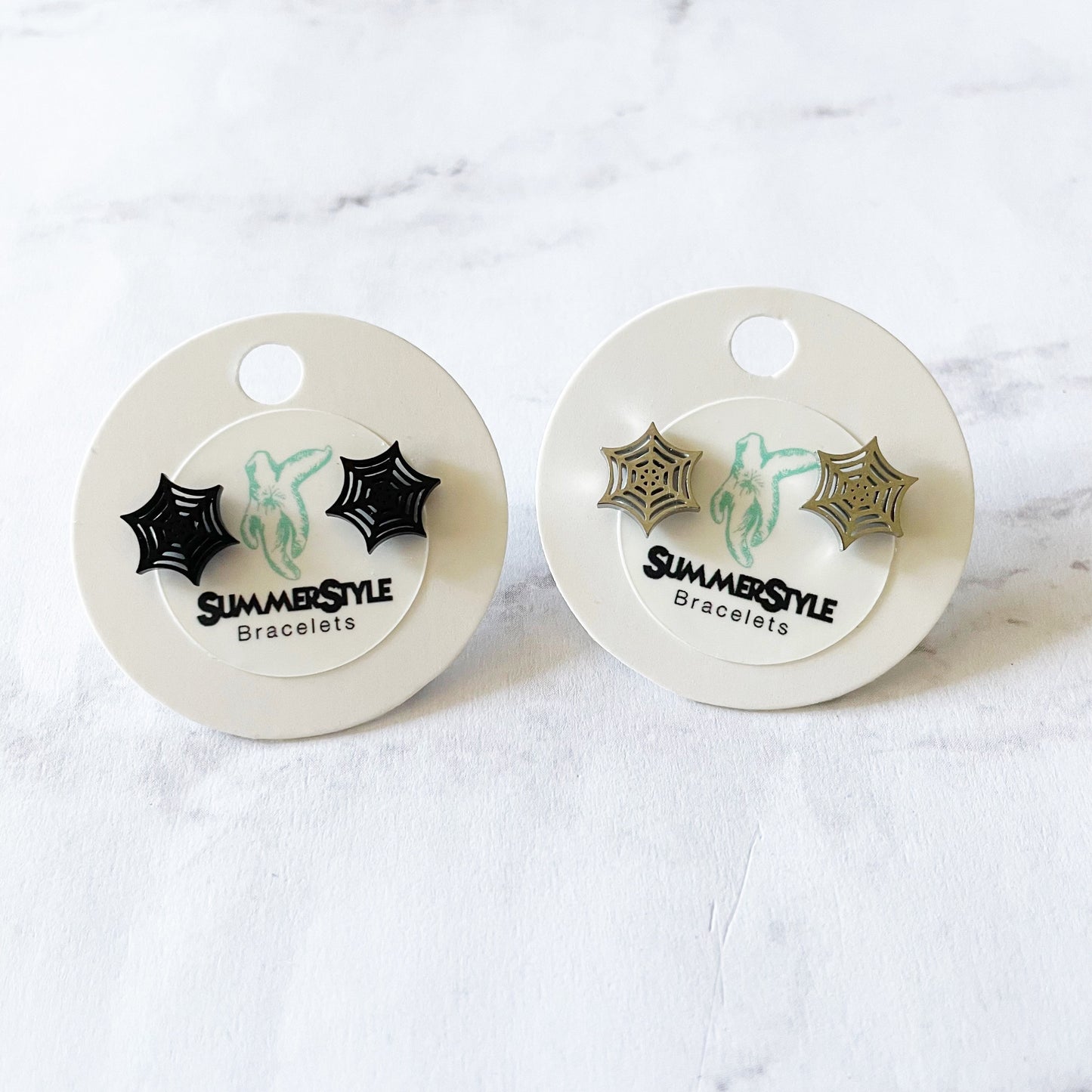 Spider Web Stud Earrings, Stainless Steel Earrings, Web Earrings, Halloween Earrings, SummerStyle Bracelets