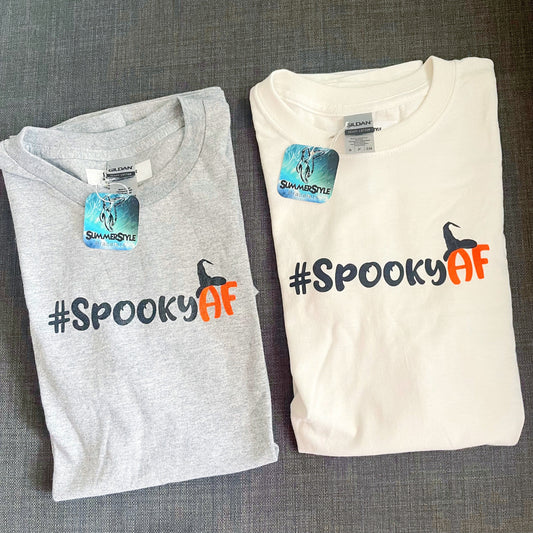 Halloween Unisex #SpookyAF Cotton T-shirt, Halloween Apparel, Screen Printed Tee, SummerStyle Bracelets