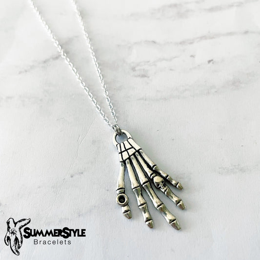 Skeleton Hand Necklace, Halloween Jewelry, Stainless Steel Chain Necklace, SummerStyle Bracelets