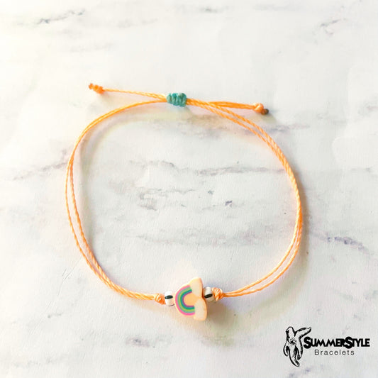 Peachy Rainbow Adjustable Waterproof Bracelet Pack, Rainbow Gift, Rainbow Bracelet, Wax Cord Bracelet, SummerStyle Bracelets
