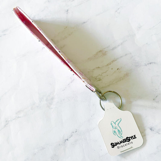 Pink Flamingo Key Fob Wristlet, 6.5in Wristlet Lanyard, Keychain Wristlet, Handmade Lanyard, SummerStyle Bracelets