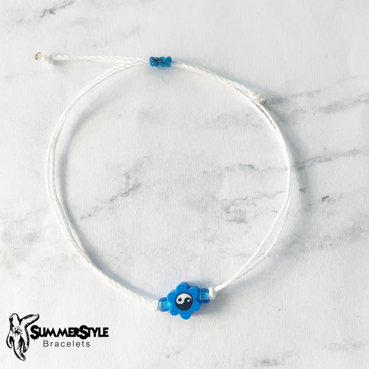 Dark Blue Yin Yang Flower Bracelet Set, Yin Yang Jewelry, Beaded Bracelets, SummerStyle Bracelets