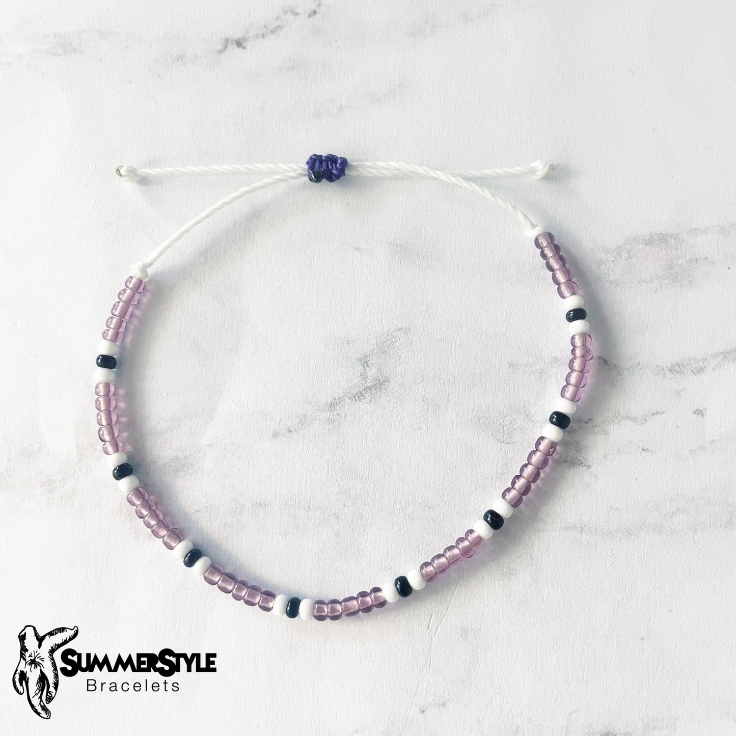 Purple Yin Yang Flower Bracelet Set, Yin Yang Jewelry, Beaded Bracelets, SummerStyle Bracelets