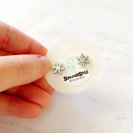 Silver Snowflake Stud Earrings, Stud Earrings, Stainless Steel Studs, Winter Earrings, SummerStyle Bracelets