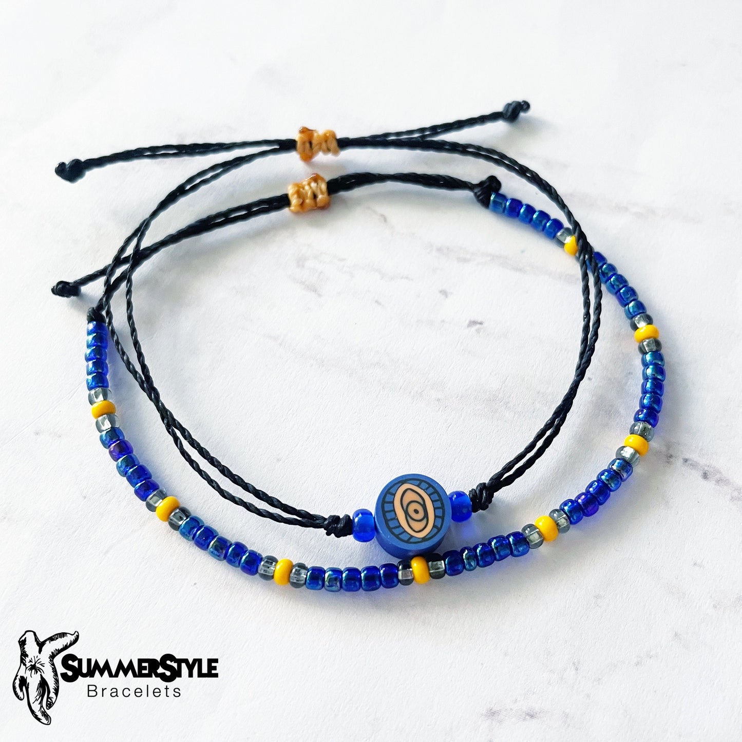 Cobalt & Orange Evil Eye Bracelet Set, Evil Eye Jewelry, Beaded Bracelets, SummerStyle Bracelets