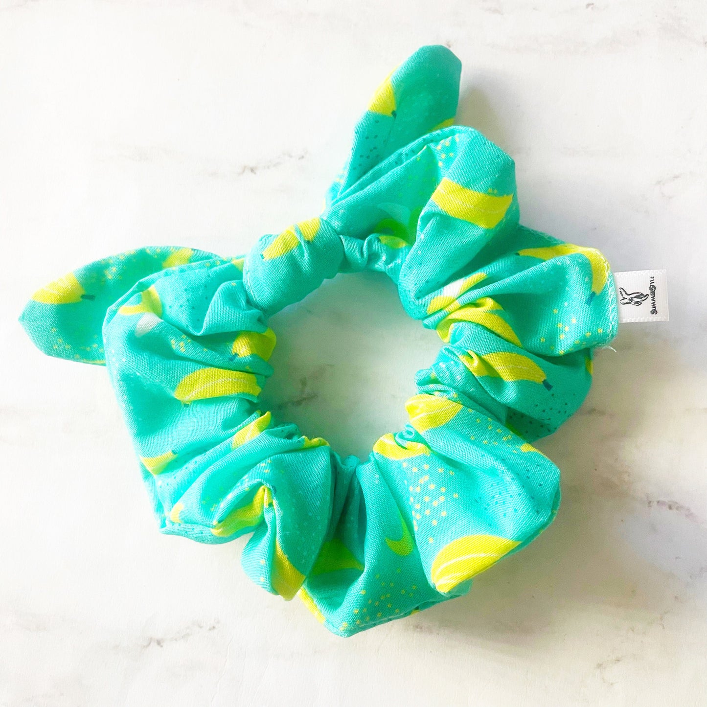 Teal Banana Bliss Scrunchie, Scrunched Bow Hair Tie, Hair Bow, Banana Gift, Hair Accessories, Bow Hair Tie, SummerStyle Bracelets