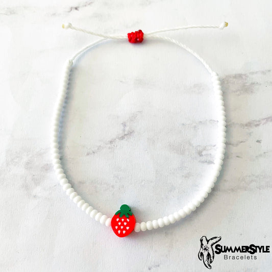 Sweet Strawberry Adjustable Waterproof Bracelet Pack, Strawberry Gift, Strawberry Bracelet, Seed Bead Bracelet, SummerStyle Bracelets