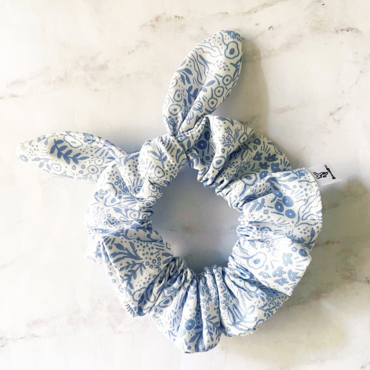 Periwinkle Floral Bow Scrunchie, Floral Gift, Hair Accessories, Bow Hair Tie, SummerStyle Bracelets