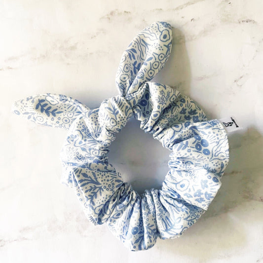 Periwinkle Floral Bow Scrunchie, Floral Gift, Hair Accessories, Bow Hair Tie, SummerStyle Bracelets