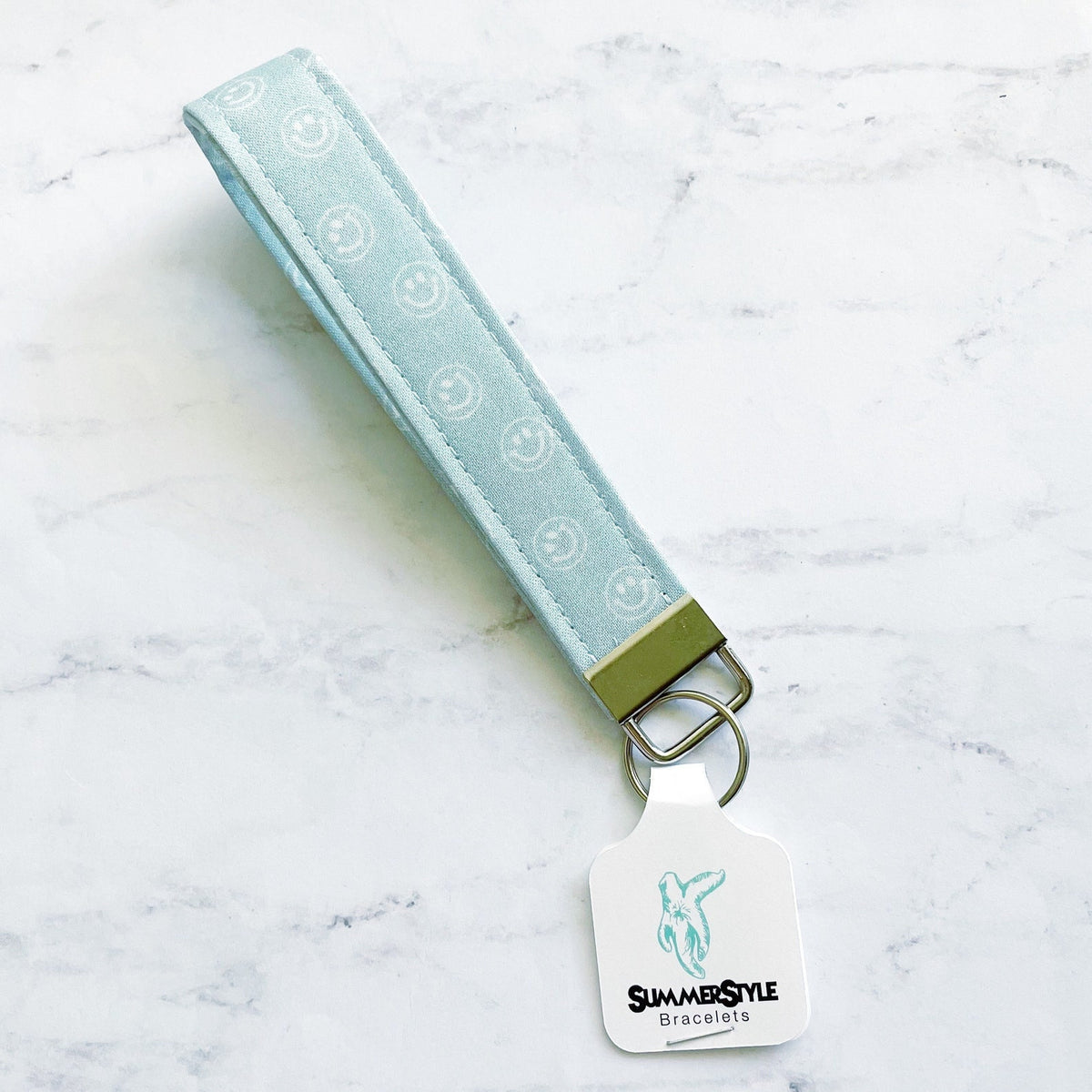 Smiley Face Key Fob Wristlet, 6.5in Wristlet Lanyard, Keychain Wristlet, Handmade Lanyard, SummerStyle Bracelets