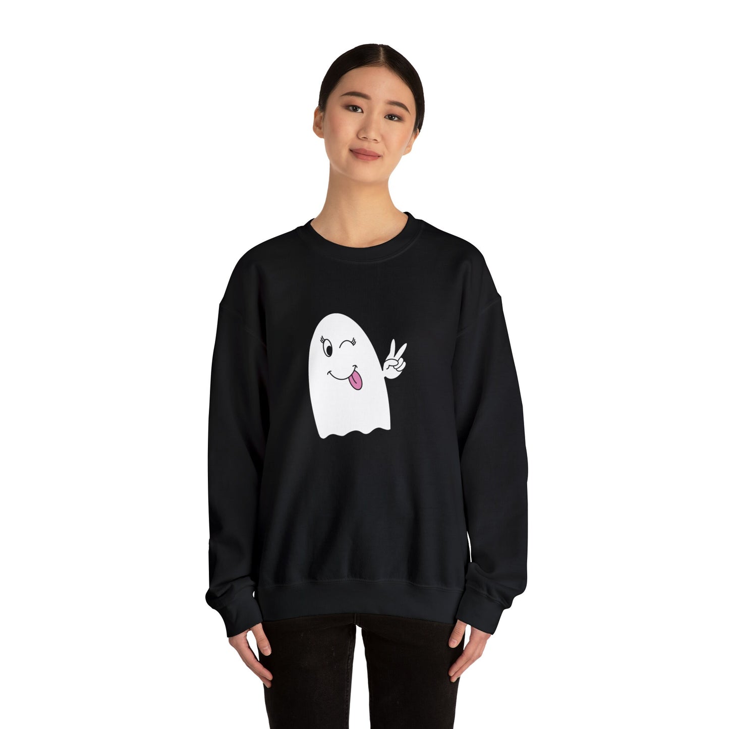 Girly Ghost Unisex Heavy Blend Crewneck Sweatshirt, Halloween Sweatshirt, Cotton Crewneck, SummerStyle Bracelets
