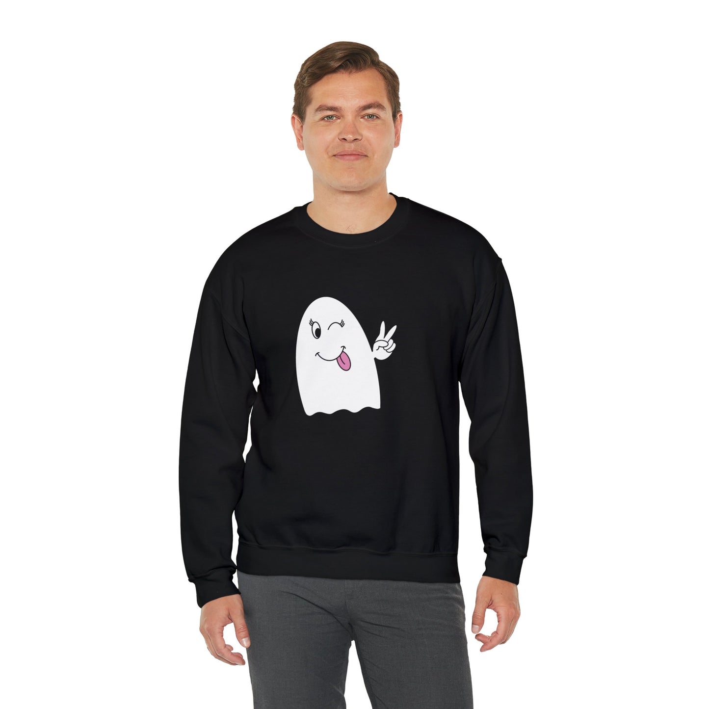 Girly Ghost Unisex Heavy Blend Crewneck Sweatshirt, Halloween Sweatshirt, Cotton Crewneck, SummerStyle Bracelets