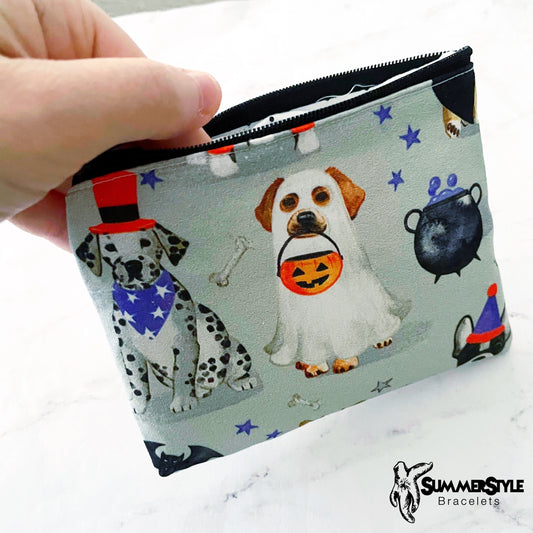 HALLOWEEN Trick or Treating Puppies Zipper Pouch, Small Travel Bag, Zipper Coin Pouch, Toiletries Pouch, SummerStyle Bracelets