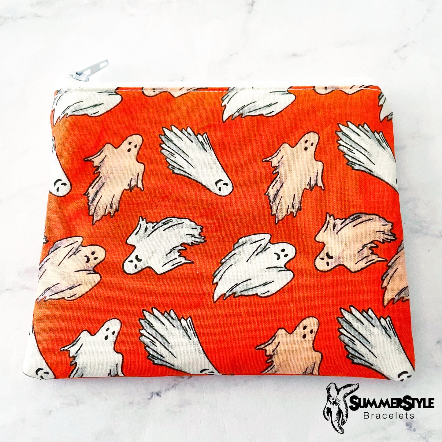 HALLOWEEN Glow in the Dark Ghost Zipper Pouch, Small Travel Bag, Zipper Coin Pouch, Toiletries Pouch, SummerStyle Bracelets
