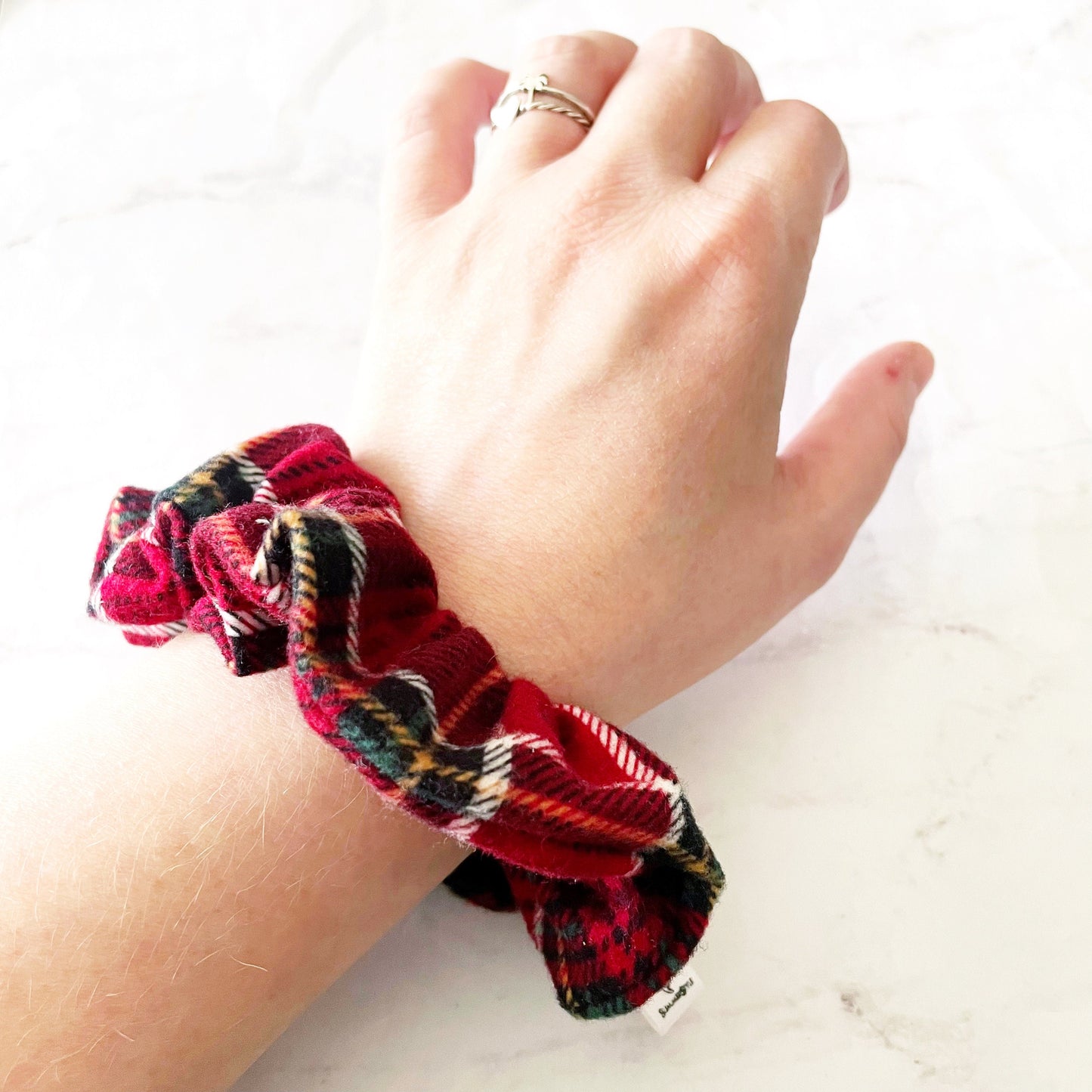 Red Christmas Plaid Flannel Scrunchie, Winter Accessories, Soft Scrunchie, Holiday Flannel, SummerStyle Bracelets