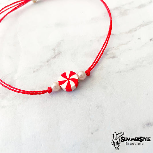 CHRISTMAS Peppermint Candy Adjustable Waterproof Bracelet, Holiday Jewelry, Christmas Jewelry, SummerStyle Bracelets