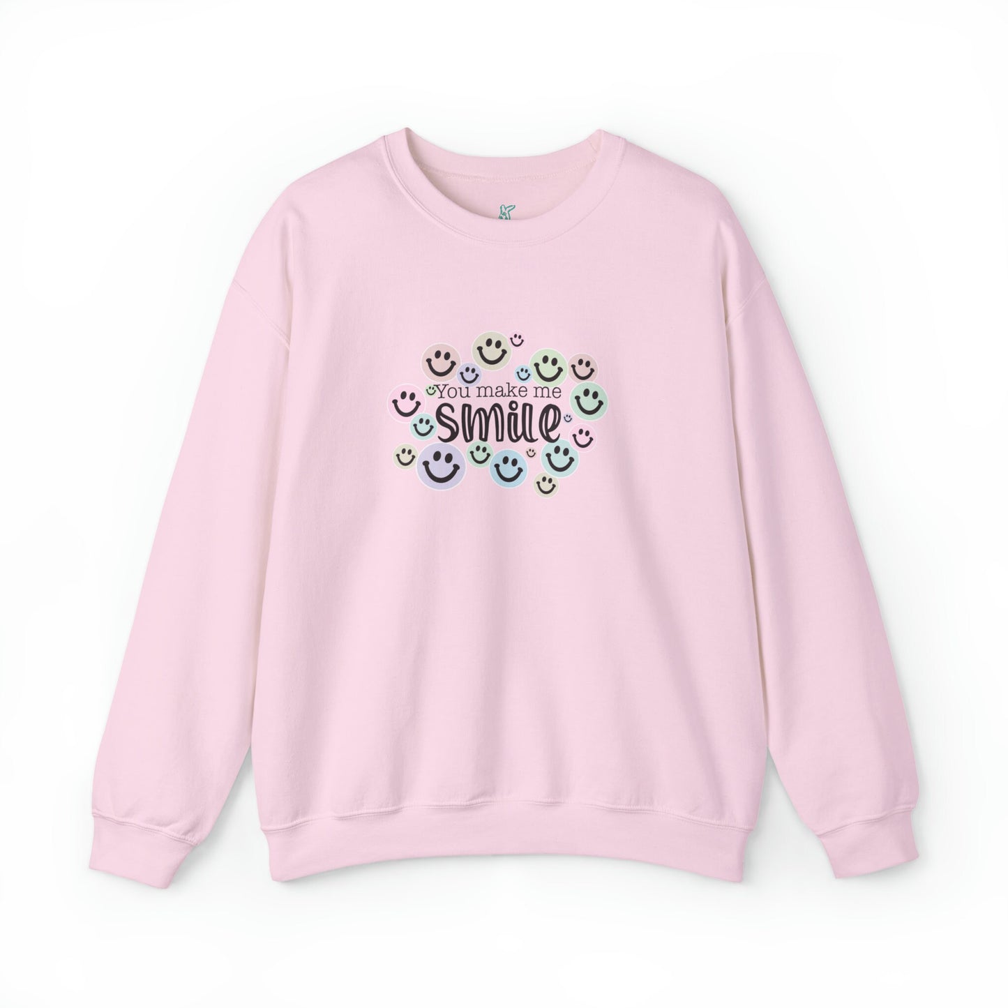 You Make Me Smile Unisex Heavy Blend Crewneck Sweatshirt, Happy Face Sweatshirt, Cotton Crewneck, SummerStyle Bracelets