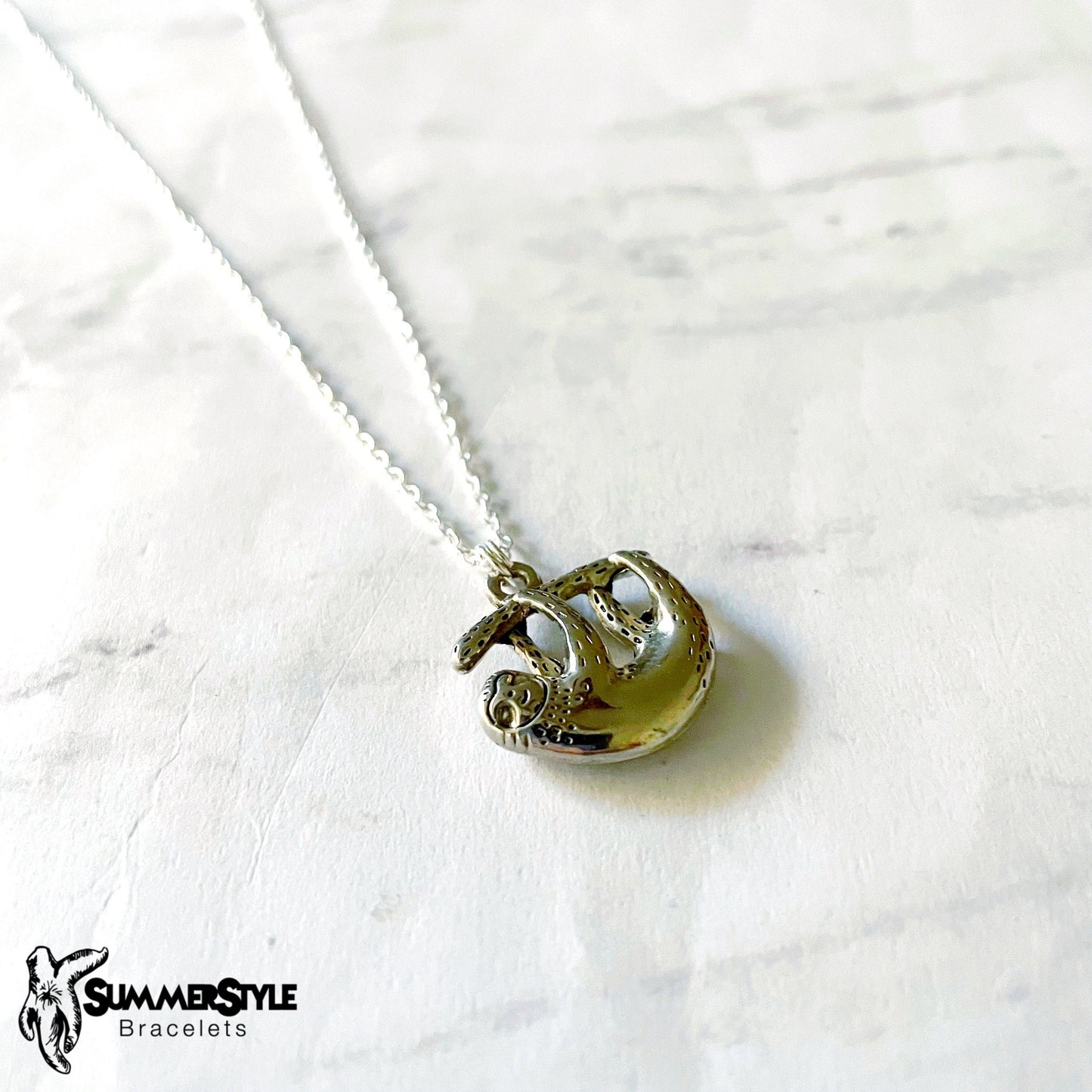 Silver Sloth Necklace, Sloth Jewelry, Stainless Steel Chain Necklace, SummerStyle Bracelets