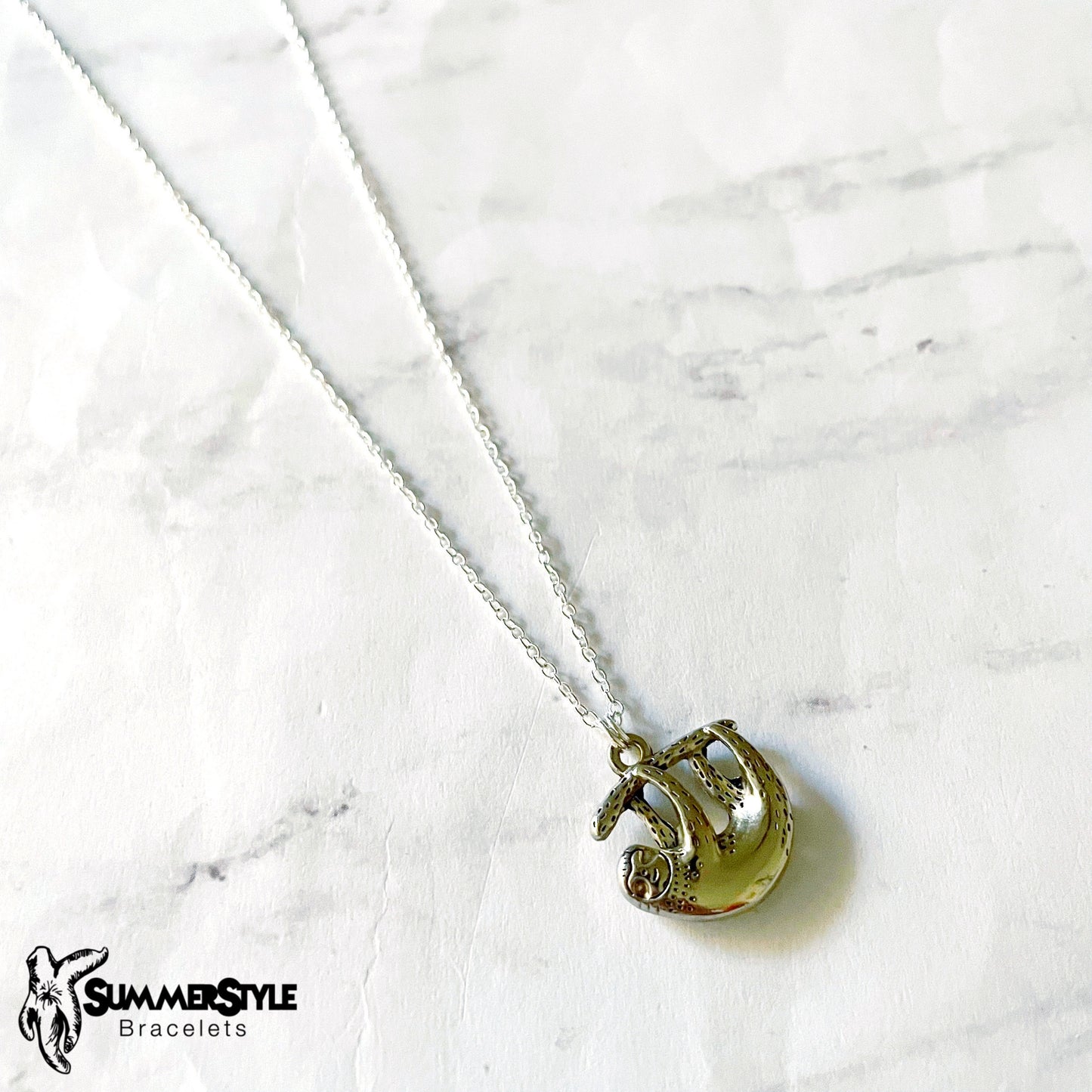 Silver Sloth Necklace, Sloth Jewelry, Stainless Steel Chain Necklace, SummerStyle Bracelets