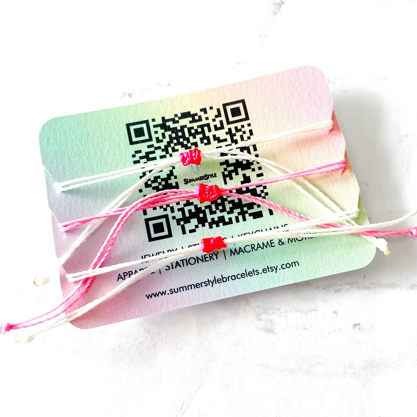 Pink Lemonade Bracelet Set, One of a Kind Bracelet Trio, Unique Bracelet Set, SummerStyle Bracelets