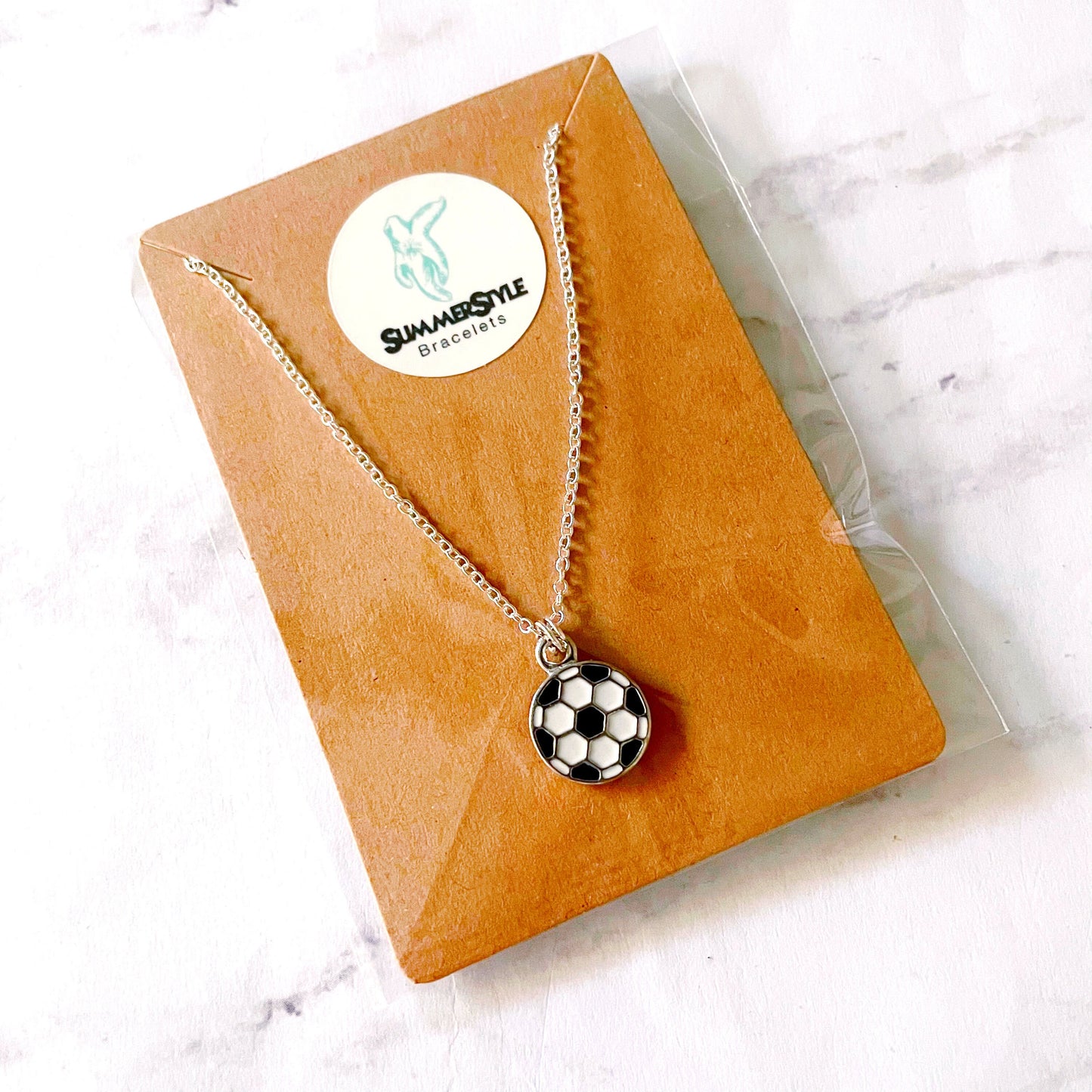 Soccer Ball Charm Necklace, Sports Jewelry, Silver Chain Necklace, SummerStyle Bracelets
