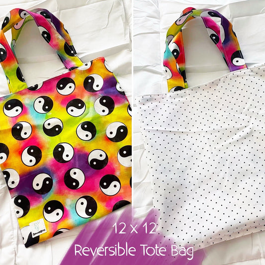 Rainbow Yin Yang Reversible Bookish Tote Bag, Reversible Tote, Tablet Bag, Book Tote, SummerStyle Bracelets