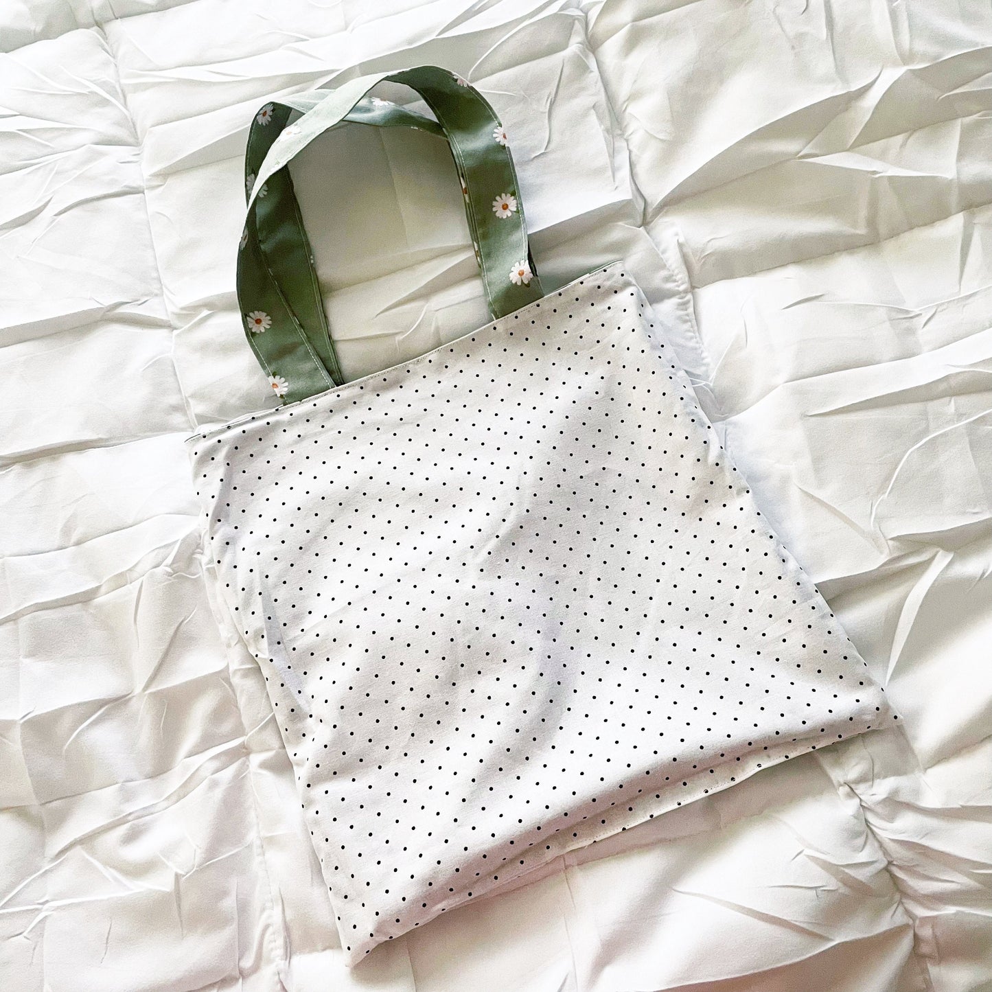 Sage Daisy Reversible Bookish Tote Bag, Reversible Tote, Tablet Bag, Book Tote, SummerStyle Bracelets