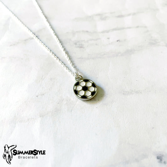 Soccer Ball Charm Necklace, Sports Jewelry, Silver Chain Necklace, SummerStyle Bracelets
