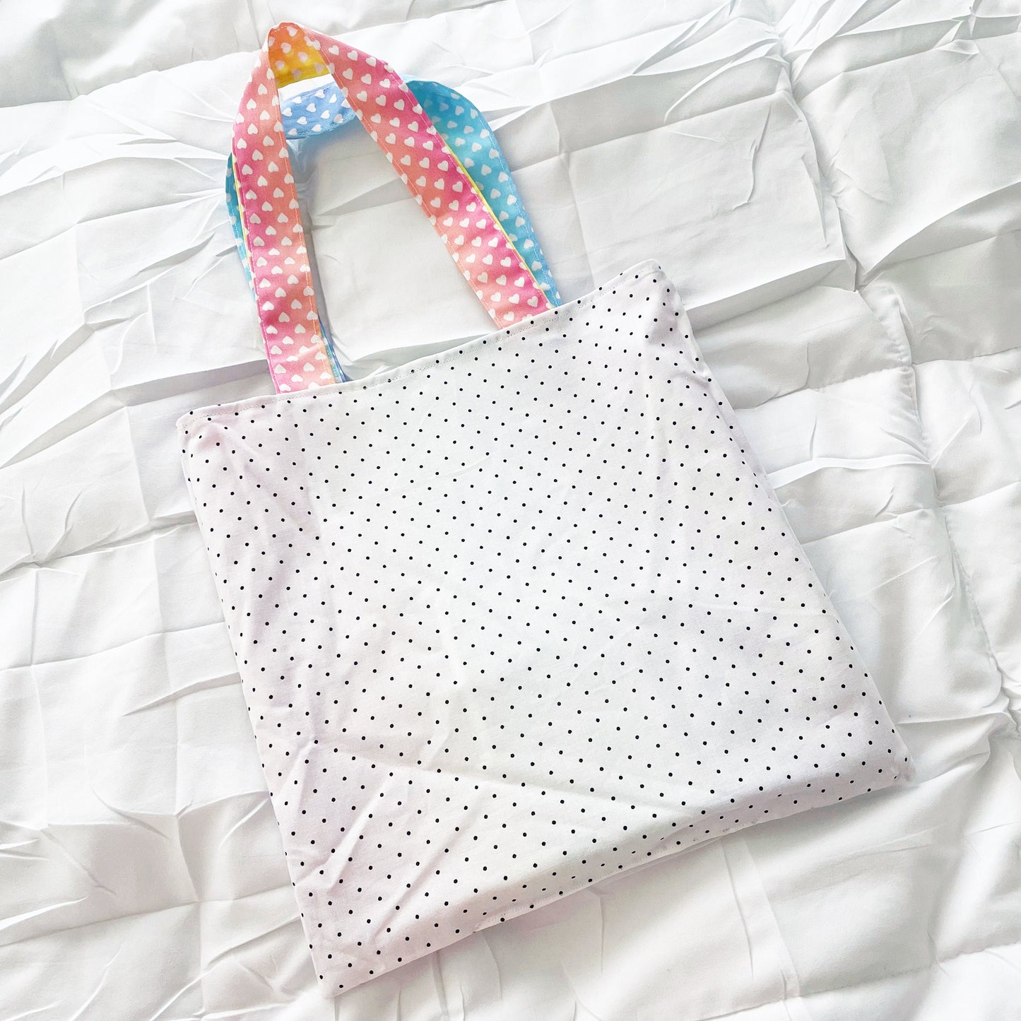 Rainbow Hearts Reversible Bookish Tote Bag, Reversible Tote, Tablet Bag, Book Tote, SummerStyle Bracelets