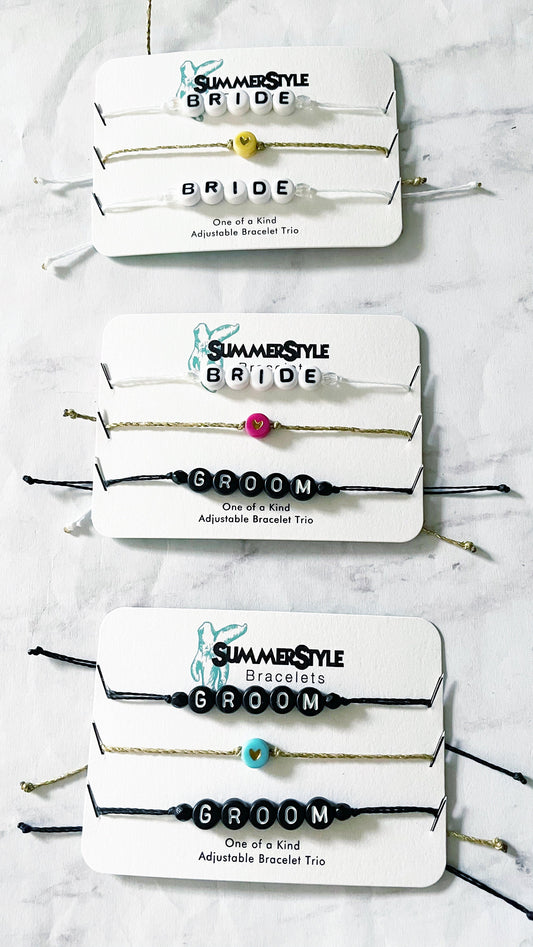 Bride Groom Custom Bracelet Set, Couple Bracelet Set, Wedding Gift, Wedding Jewelry, SummerStyle Bracelets