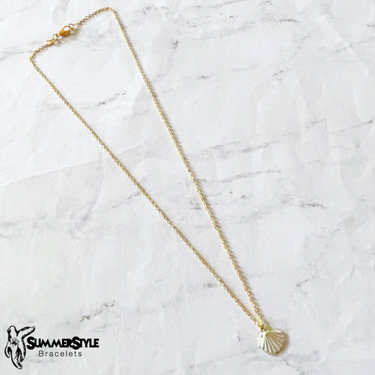 Striped Seashell Charm Necklace, Mermaid Jewelry, Gold Chain Necklace, SummerStyle Bracelets