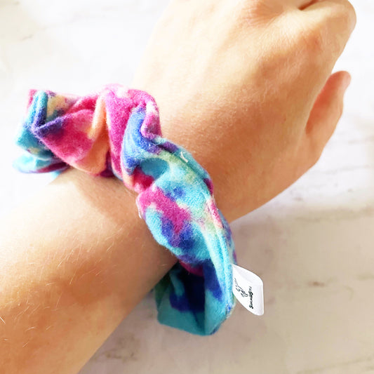 Rainbow Tie Dye Flannel Scrunchie, Tie Dye Accessories, Soft Scrunchie, Rainbow Flannel, SummerStyle Bracelets